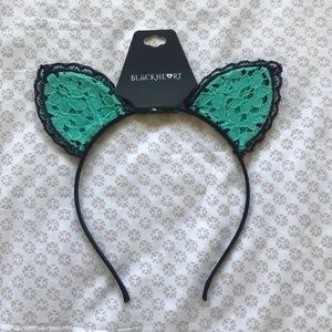 - Teal lace bunny ears headband